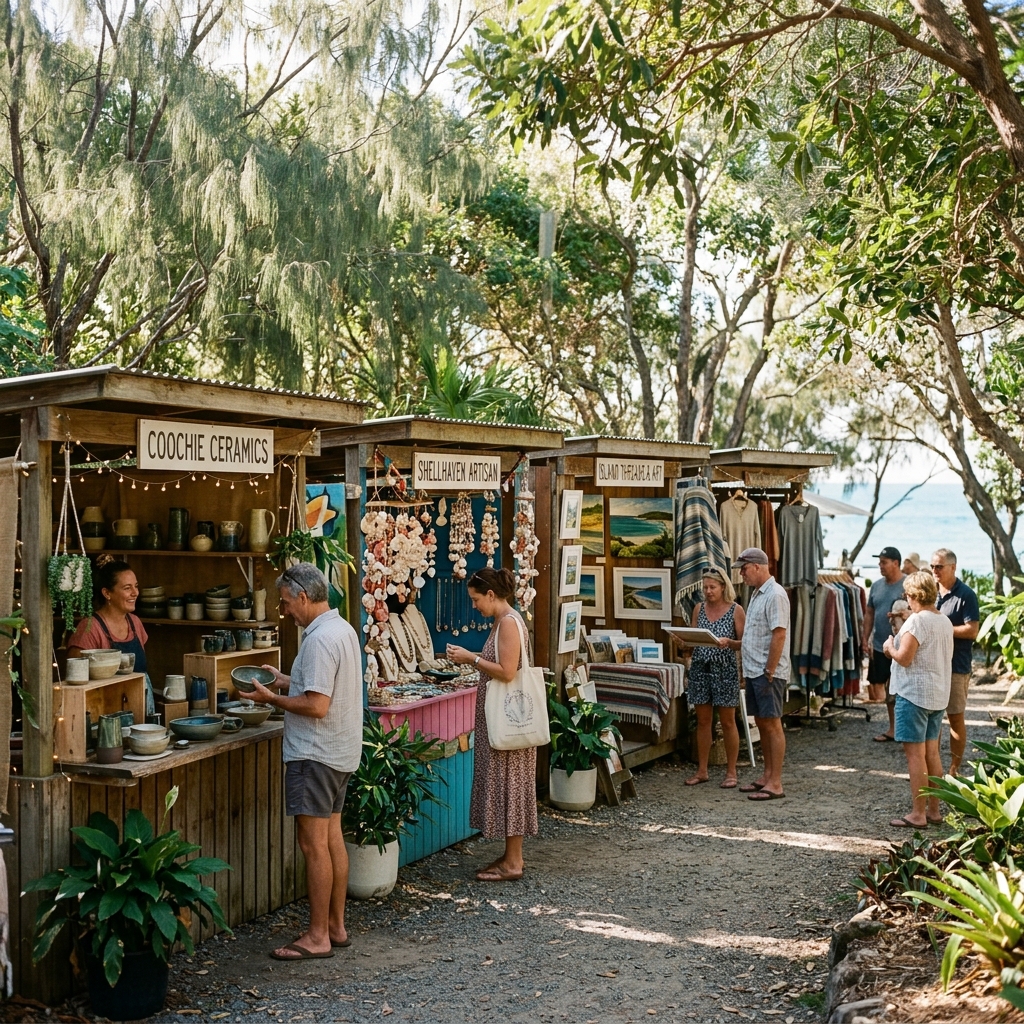 Coochie Handmade Market under coastal trees